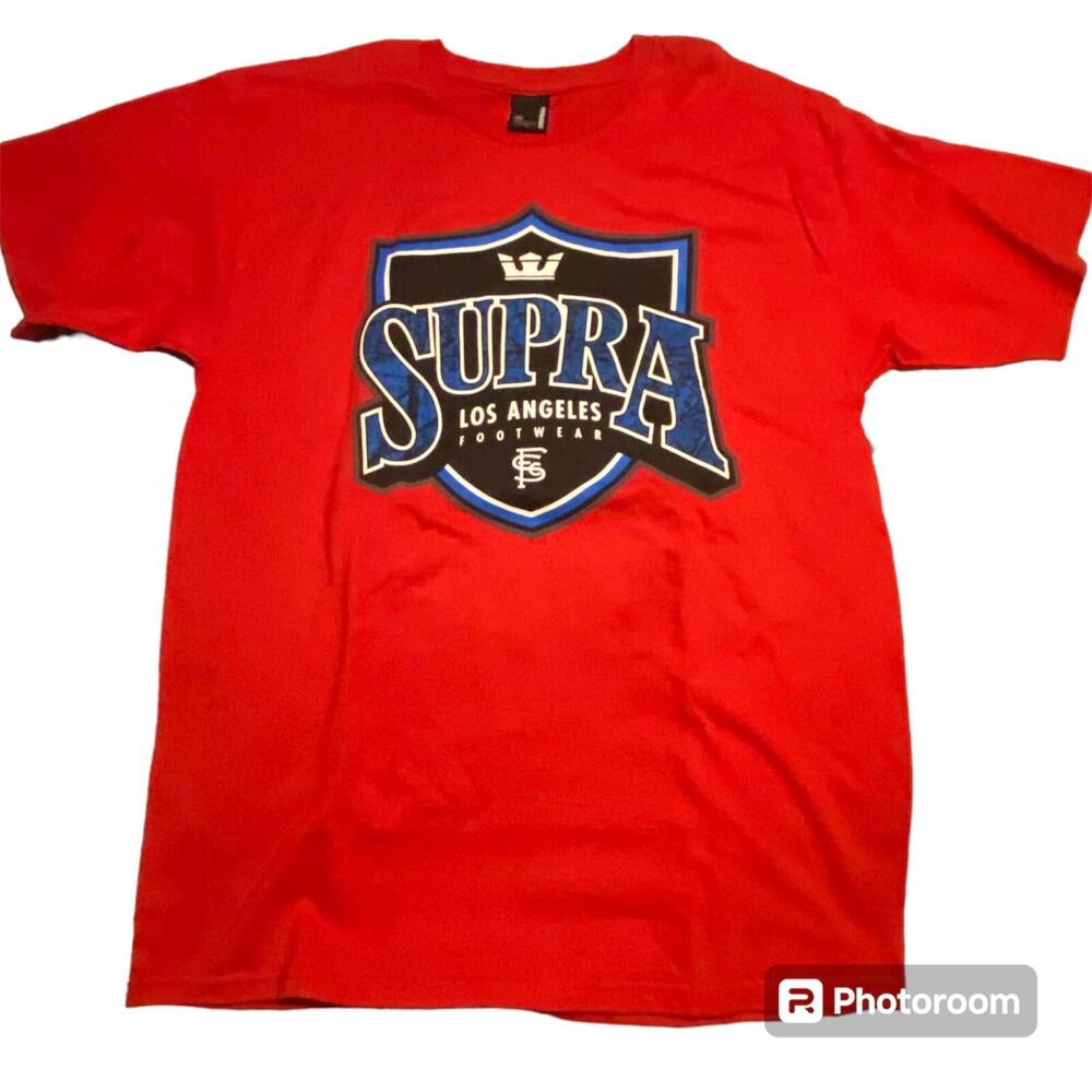 Vintage Supra Los angeles footwear T shirt Men's size Large Red Streetwear